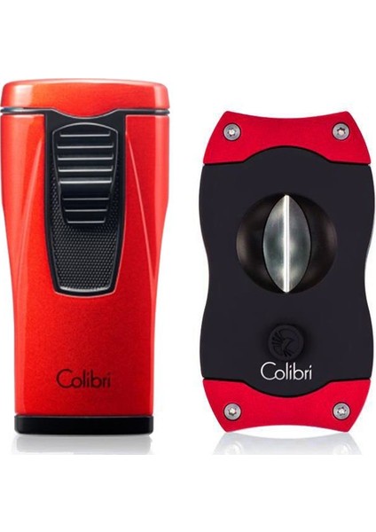 Monaco Puro Çakmak + V Kesici Seti Metalik Kırmızı