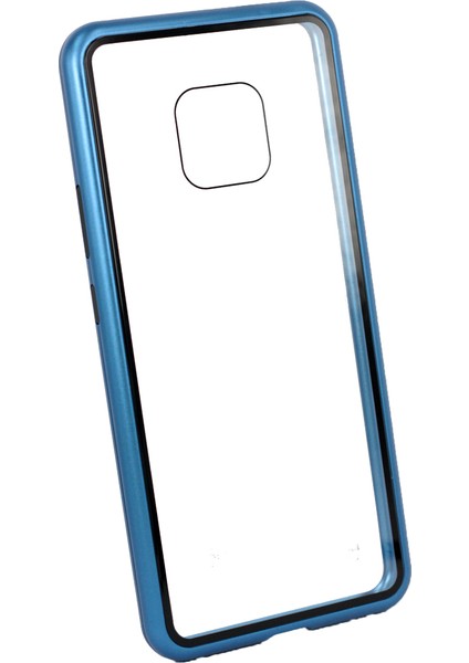 Case 4U Huawei Mate 20 Pro Kılıf 360 Tam Koruma Arkası Cam Şeffaf Mıknatıslı - Devrim Mavi