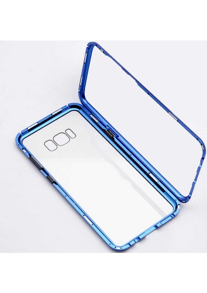 Case 4U Samsung Galaxy A7 2018 Kılıf 360 Tam Koruma Arkası Cam Şeffaf Mıknatıslı - Devrim Kırmızı