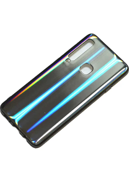 Case 4U Samsung Galaxy A9 2018 Kılıf Renkli Sert Silikon Dome Arka Kapak Siyah