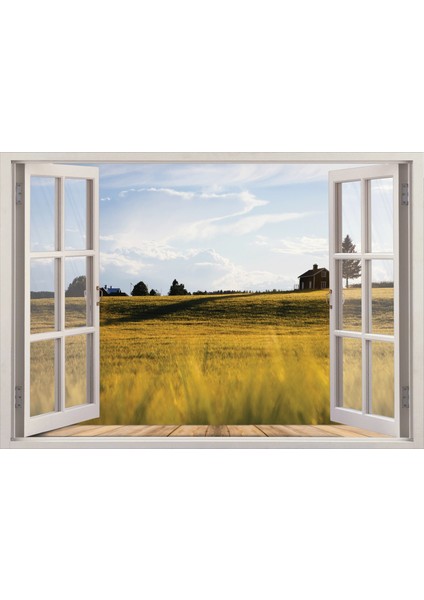 Pencere Kırsal Manzarası Duvar Sticker