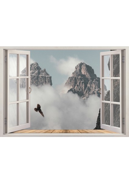 Pencere Sisli Dağ Kartal Duvar Sticker