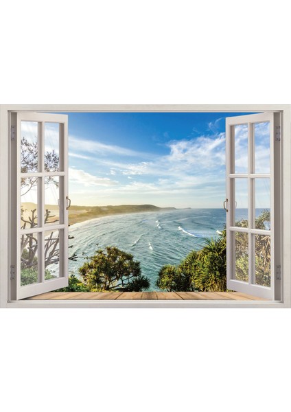 Pencere Deniz Manzarası Duvar Sticker