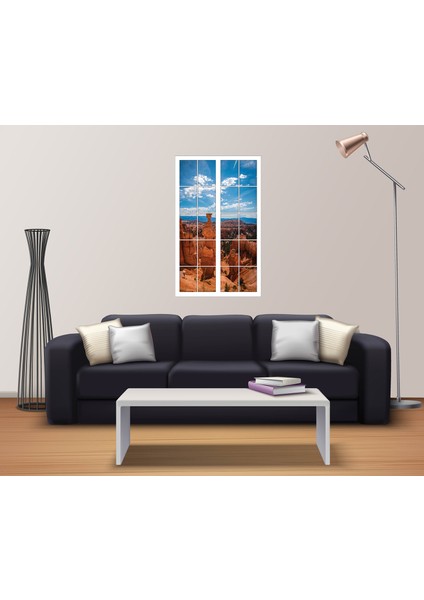 Pencere Çöl Kayalık Duvar Sticker