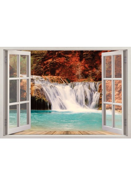 Pencere Şelale Göl Duvar Sticker