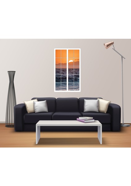 Pencere Gün Batımı Deniz Duvar Sticker fiyatları