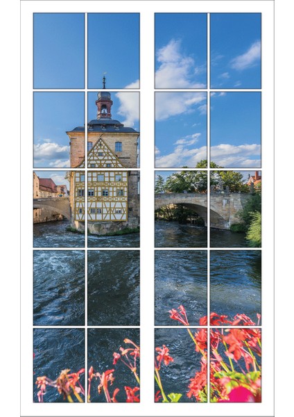 Pencere Köprü Nehir Mimari Duvar Sticker