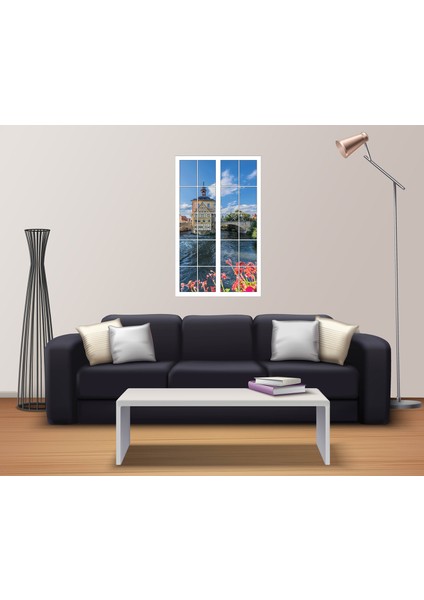 Pencere Köprü Nehir Mimari Duvar Sticker fiyatları