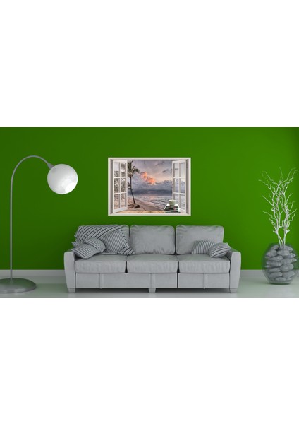 Pencere Sahil Palmiye Deniz Duvar Sticker fiyatları