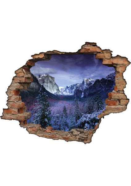 Kırık Tuğla Dağ Manzarası Duvar Sticker