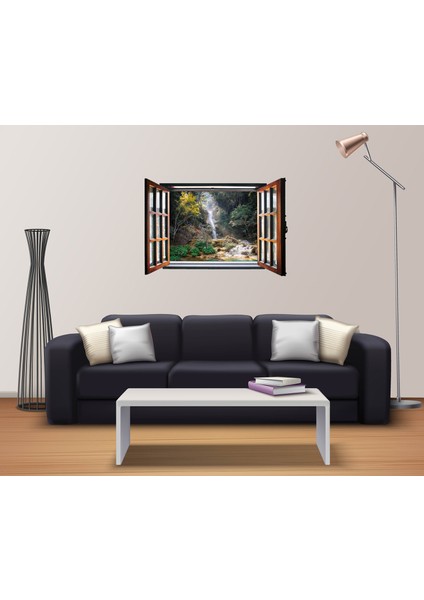 Pencere Şelale Havuz Duvar Sticker fiyatları