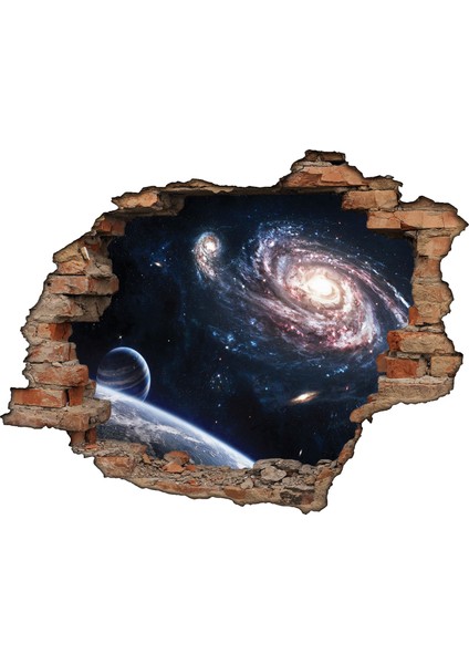 Kırık Tuğla Gezegenler Uzay Boşluğu Yıldızlar Samanyolu Duvar Sticker fiyatları