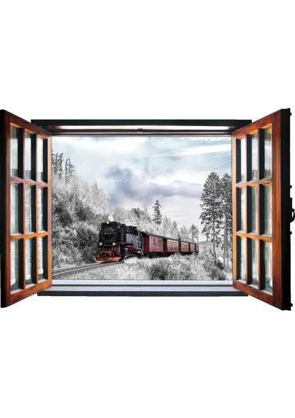 Pencere Tren Duvar Sticker