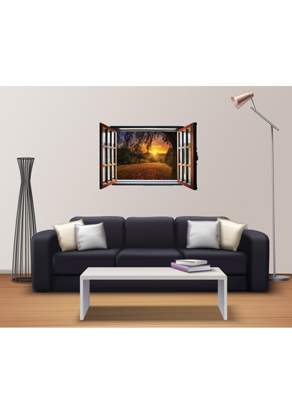 Pencere Gün Batımı Ağaçlar Duvar Sticker fiyatları