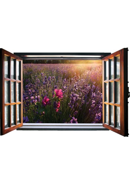 Pencere Lavanta Duvar Sticker