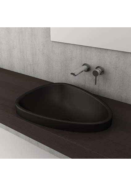 Etna Tezgah Üstü Lavabo 58 Cm - Mat Siyah