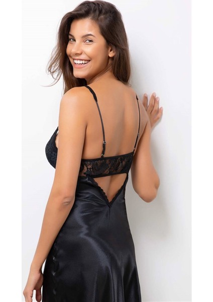 Saten Dantel Gecelik Sabahlık Takım 4090 Safir modelleri