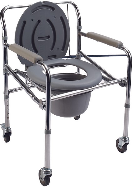 PR-771 Katlanabilir Tekerlekli Klozetli Komot / Foldable Commode Chair W-Wheels
