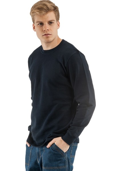 Uzun Kol Sıfır Yaka Sweatshirt