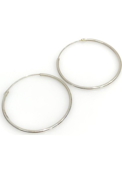 Taşsız Düz Spor 32 Mm Gümüş Halka Küpe