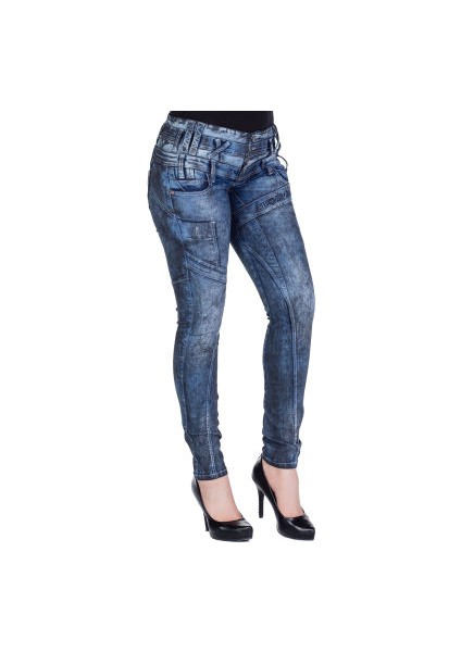 Cipo&Baxx WD245 Üç Kat Kemerli Dikişli Bayan Jean Kot Pantolon
