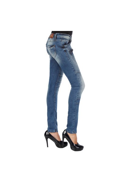 Cipo&Baxx WD168 Dikiş Detaylı Düğmeli Slim Fit Bayan Mavi Jean fırsatları