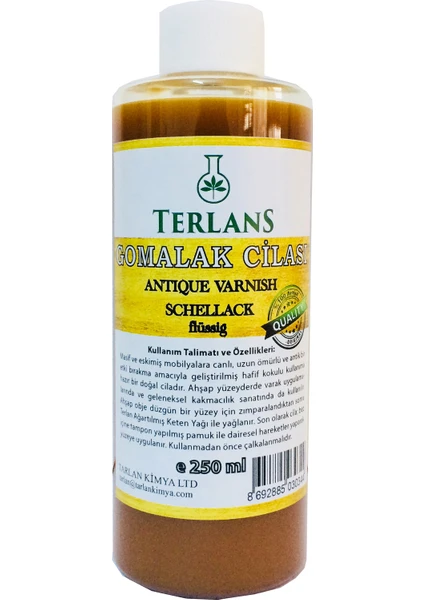 Terlans Doğal Ahşap Cilası Gomalak 250 ml Antik Vernik