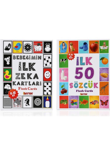 Flash Cards İlk 50 Sözcük + Bebeğimin İlk Zeka Kartları 2'Li Set