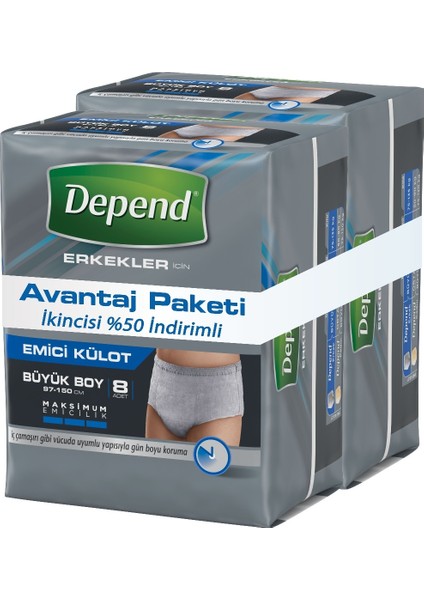 Emici Külot Erkek Büyük 8+8 Avantaj Paket