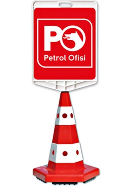 Petrol Ofisi Logo Çift Taraf Baskı Trafik Koni Seti