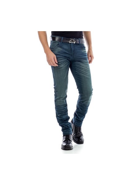 Cipo&Baxx CD492 Eski Slim Fit Dar Jean Yeşil Erkek Kot Pantolon