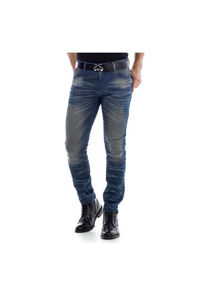 Cipo&Baxx CD492 Eskimiş Slim Fit Dar Koyu Mavi Erkek Pantolon