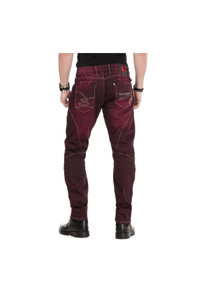 Cipo&Baxx CD479 Dekoratif Dikişli Düşük Bel Bordo Erkek Pantolon