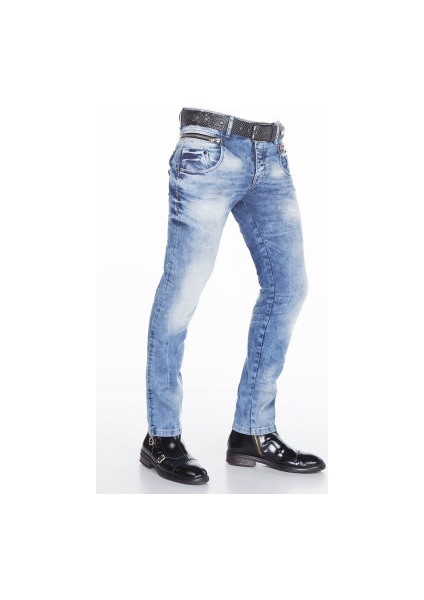 Cipo&Baxx CD394 Slim Fit Yıkamalı Mavi Jeans Erkek Kot Pantolon
