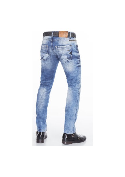 Cipo&Baxx CD394 Slim Fit Yıkamalı Mavi Jeans Erkek Kot Pantolon