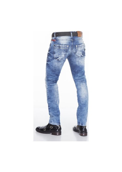 Cipo&Baxx CD394 Slim Fit Yıkamalı Mavi Jeans Erkek Kot Pantolon