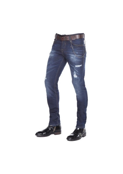 Cipo&Baxx CD392 Zincirli Yırtık Dar Paça Lacivert Erkek Jeans fiyatları