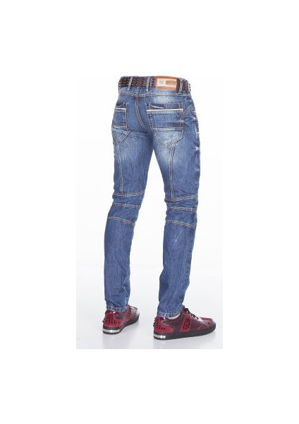 Cipo&Baxx CD391 Dekoratif Dikişli Rahat Mavi Erkek Kot Pantolon