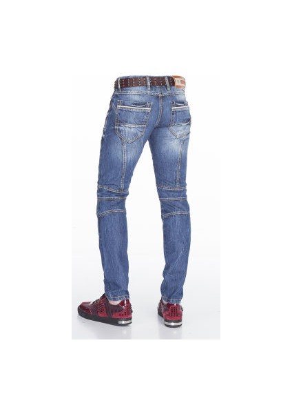 Cipo&Baxx CD391 Dekoratif Dikişli Rahat Mavi Erkek Kot Pantolon