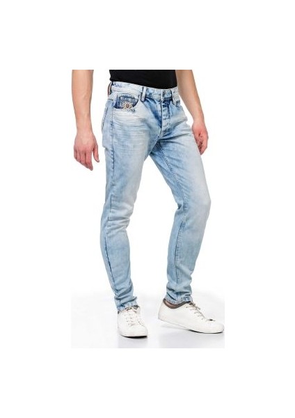 Cipo&Baxx CD319X Buz Mavisi Dar Paça Erkek Jean Kot Pantolon