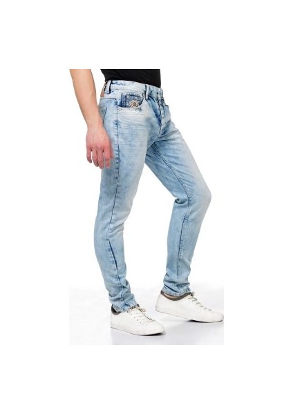 Cipo&Baxx CD319X Buz Mavisi Dar Paça Erkek Jean Kot Pantolon