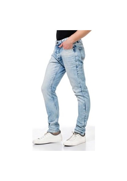 Cipo&Baxx CD319X Buz Mavisi Dar Paça Erkek Jean Kot Pantolon