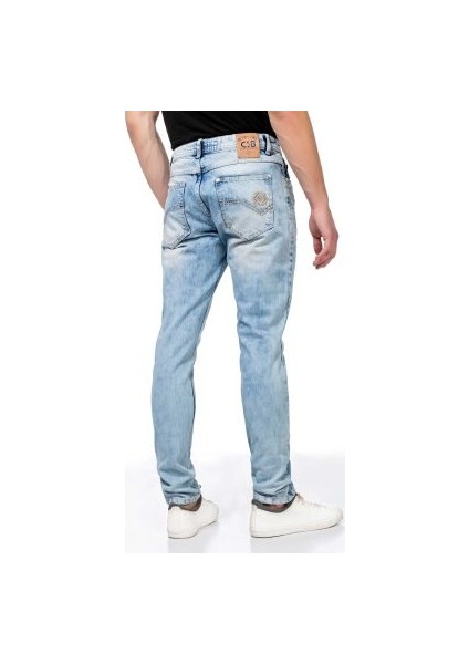 Cipo&Baxx CD319X Buz Mavisi Dar Paça Erkek Jean Kot Pantolon
