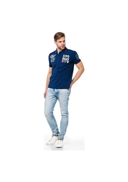 Cipo&Baxx CD319X Buz Mavisi Dar Paça Erkek Jean Kot Pantolon