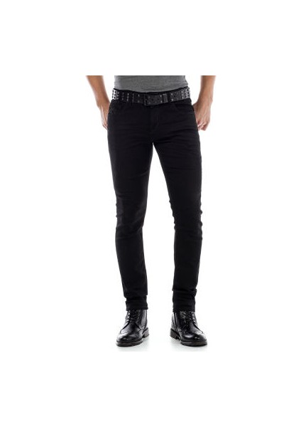 Cipo&Baxx CD319A Siyah Slim Fit Rahat Erkek Jean Kot Pantolon