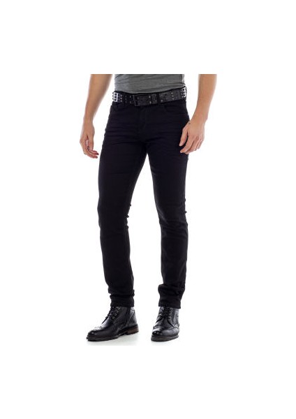 Cipo&Baxx CD319A Siyah Slim Fit Rahat Erkek Jean Kot Pantolon