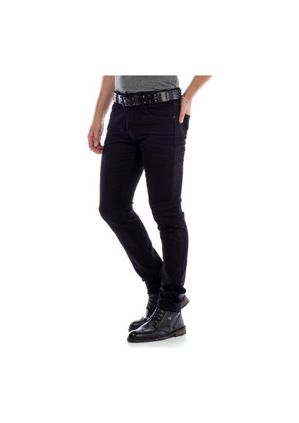 Cipo&Baxx CD319A Siyah Slim Fit Rahat Erkek Jean Kot Pantolon