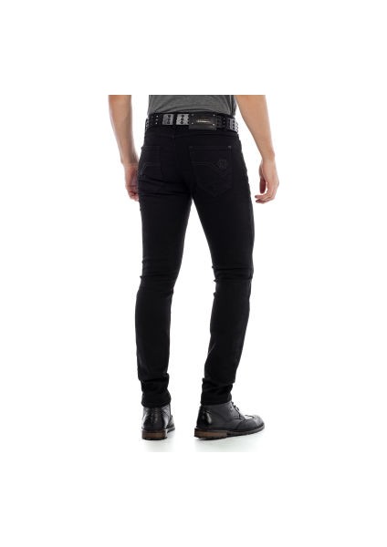 Cipo&Baxx CD319A Siyah Slim Fit Rahat Erkek Jean Kot Pantolon