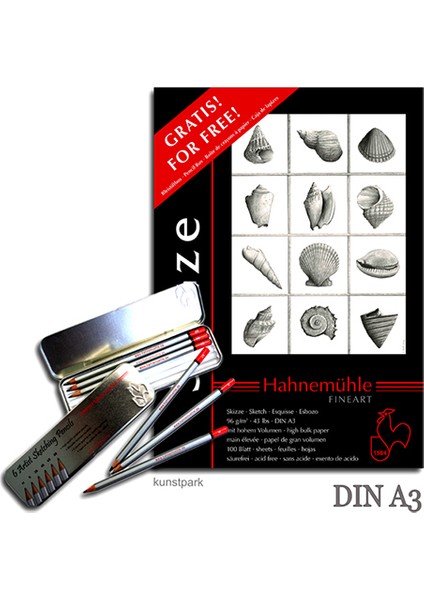 Eskiz Blok A3(150Gsm 50Sayfa)+Kalem