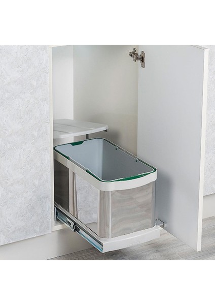 Raylı Paslanmaz Gövde Çöp Kovası 24 LT